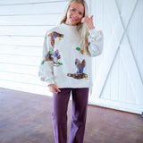 Flying Ducks Mock Neck Sweatshirt, Ivory
