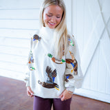 Flying Ducks Mock Neck Sweatshirt, Ivory