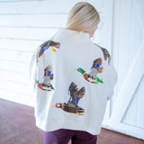 Flying Ducks Mock Neck Sweatshirt, Ivory