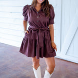 Hard to Overlook Dress, Brown