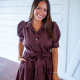 Hard to Overlook Dress, Brown