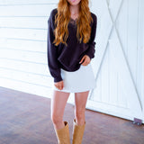 Jadyn Lace-Trim V-Neck Sweater, Brown