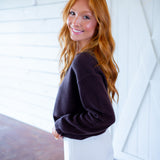 Jadyn Lace-Trim V-Neck Sweater, Brown
