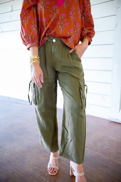 Cargo Ties Pant, Olive Stone