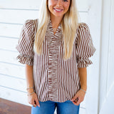 Ruffled Romance Top, Brown