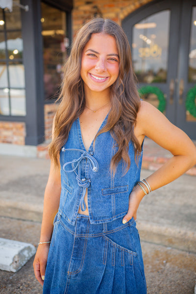 Sweet Stitch Top, Washed Denim