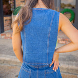 Sweet Stitch Top, Washed Denim