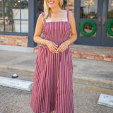 Look Your Way Midi Dress, Maroon/White