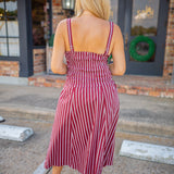 Look Your Way Midi Dress, Maroon/White