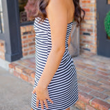 Paperback Striped Dress, Black/White