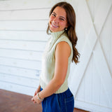 Open Invitation Sweater Top, Light Green