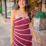 Twist of Fate Dress, Maroon/White