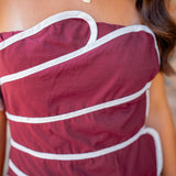 Twist of Fate Dress, Maroon/White