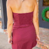 Twist of Fate Dress, Maroon/White