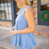 My Lucky Day Top, Washed Denim