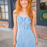 Good Times Mini Dress, Washed Denim