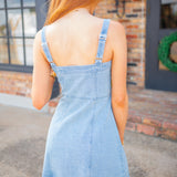 Good Times Mini Dress, Washed Denim