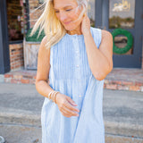 Sleeveless Pintuck Dress, Sun Bleached Wash