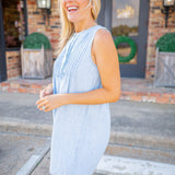 Sleeveless Pintuck Dress, Sun Bleached Wash