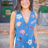 Texas A&M Denim Gameday Icon Button Up Vest, Denim
