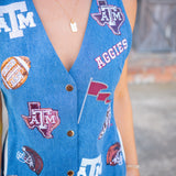 Texas A&M Denim Gameday Icon Button Up Vest, Denim