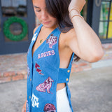 Texas A&M Denim Gameday Icon Button Up Vest, Denim