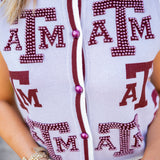 Texas A&M Knit In Rhinestone Button Up Tank