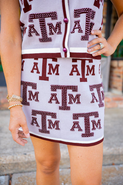 Texas A&M Knit In Rhinestone Skirt