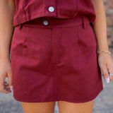 Tailgate Tempo Denim Skort, Maroon