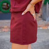 Tailgate Tempo Denim Skort, Maroon