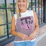 Texas A&M Logo Striped Knit Tank, Multi
