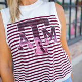 Texas A&M Logo Striped Knit Tank, Multi