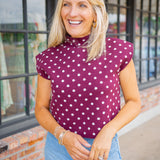 Dot Your Day Top, Maroon