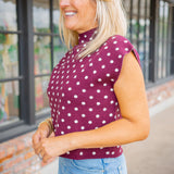 Dot Your Day Top, Maroon