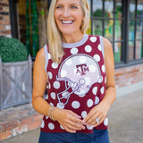 Texas A&M Polka Dot Helmet Knit Tank, Maroon