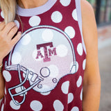 Texas A&M Polka Dot Helmet Knit Tank, Maroon