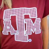 Texas A&M Gingham Logo Tee, Maroon