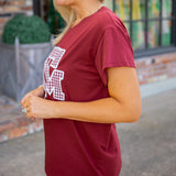 Texas A&M Gingham Logo Tee, Maroon