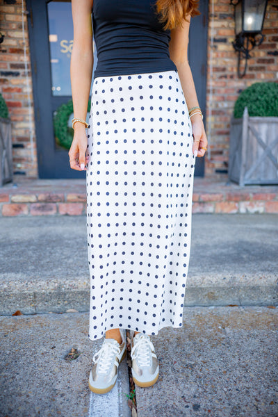 Leave It To Me Skirt, Ivory/Black Dot