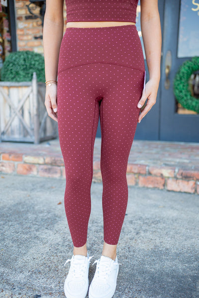 Spanxshape™ Booty Boost® 7/8 Leggings, Maroon Micro Dot