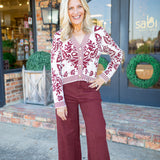 Legacy Lane Sweater, Maroon/White