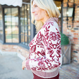 Legacy Lane Sweater, Maroon/White