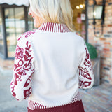 Legacy Lane Sweater, Maroon/White