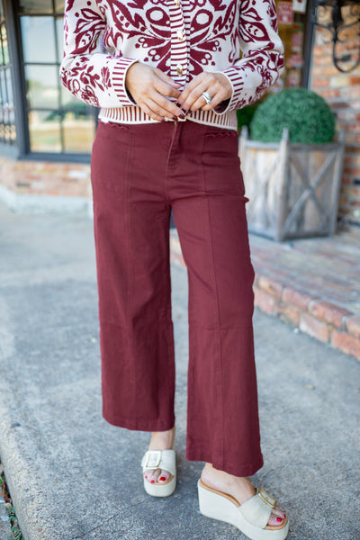 Worth the Detour Pants, Maroon
