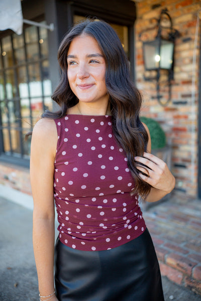 Classic Dot Top, Burgundy