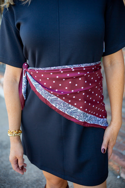 Paisly Polka Dot Triangle Scarf, Maroon