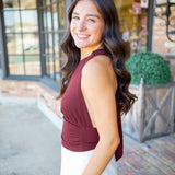 Cross My Heart Top, Maroon