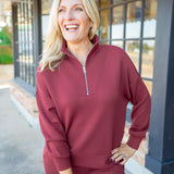 Hawley Half-Zip Sweat, New Maroon