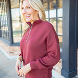 Hawley Half-Zip Sweat, New Maroon