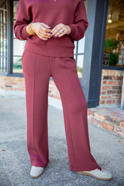 The Wide Leg Pant 30, New Maroon